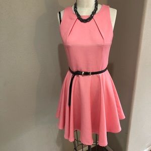 Bubble gum pink 1950s inspired classic dress